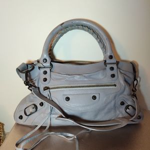 Balenciaga city bag blue grey with shirt shoulder strap
